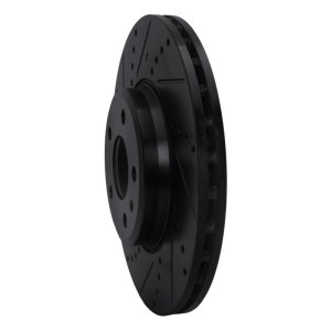 Audi A4 Brake Rotor (1) - Front Left - R1 Concepts - Drilled & Slotted - Black - `08-`25